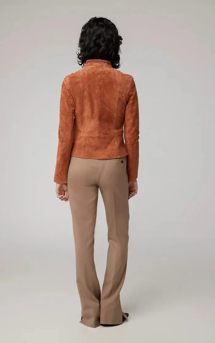 SOIA&KYO SASKIA - Slim-Fit Suede Jacket With Stand Collar