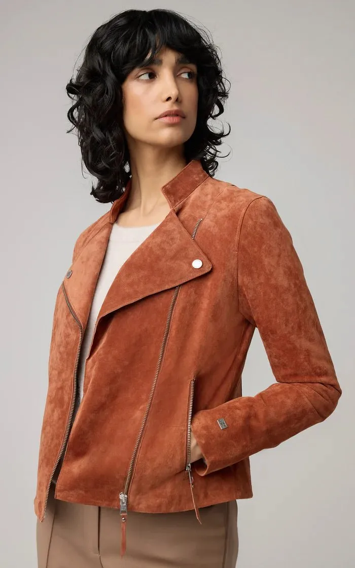 SOIA&KYO SASKIA - Slim-Fit Suede Jacket With Stand Collar