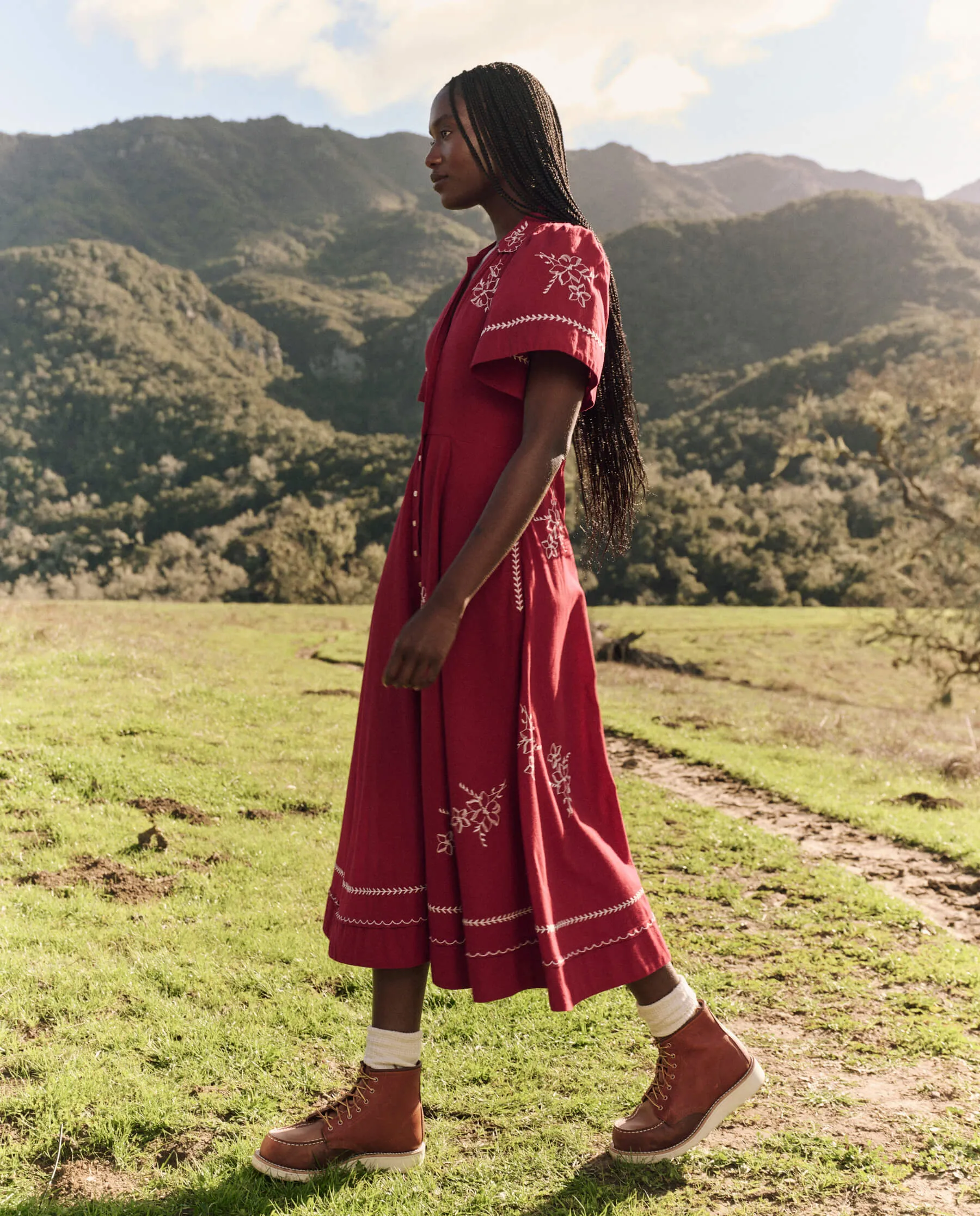 The Bridge Dress with Hanky Embroidered. -- Scarlet