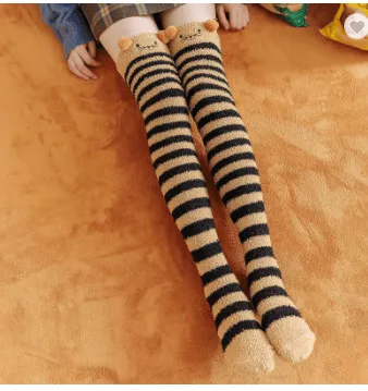 Thigh High Fuzzy Plush Socks, Leggings Adorable Animals to Keep Legs Warm! *