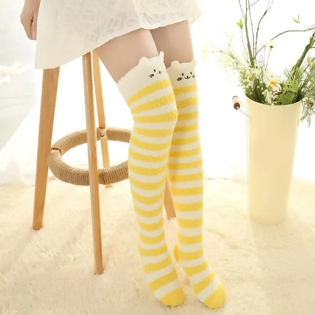 Thigh High Fuzzy Plush Socks, Leggings Adorable Animals to Keep Legs Warm! *