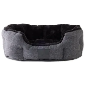 Tweed/Faux Fur Dog Bed with Removable Pillow