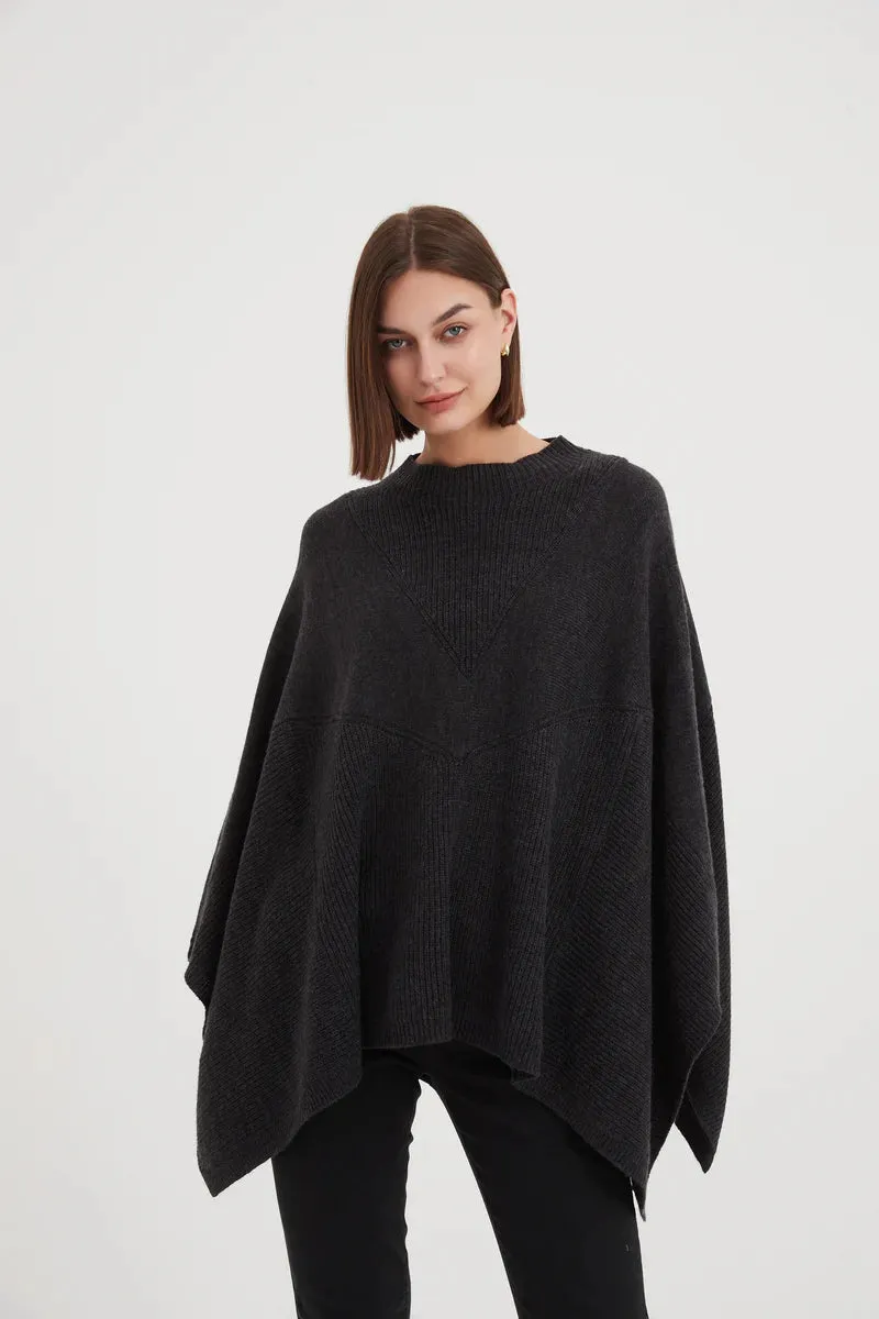 V Detail Oversized Knit | Charcoal