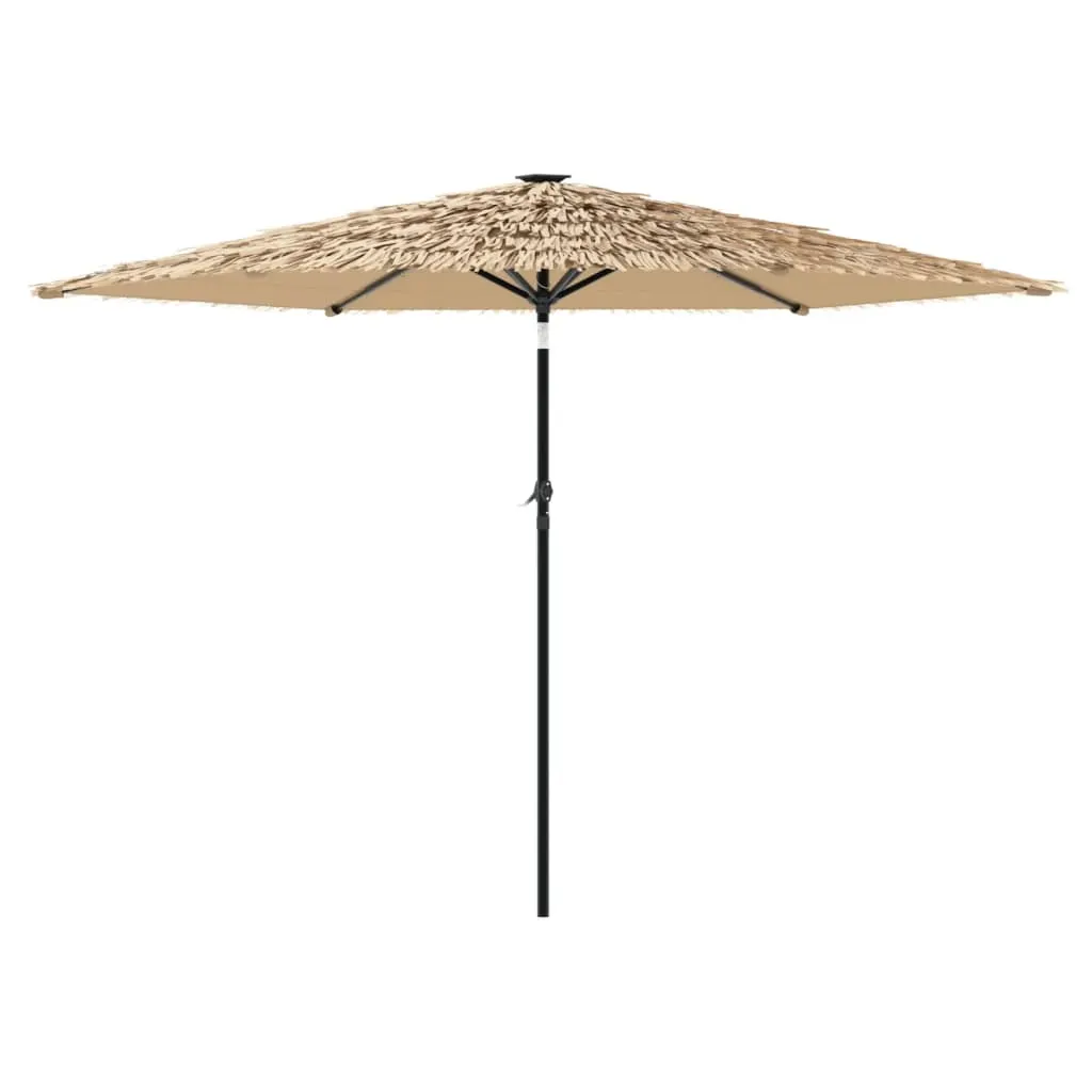 vidaXL Garden Parasol with LEDs and Steel Pole Brown 288x288x225 cm