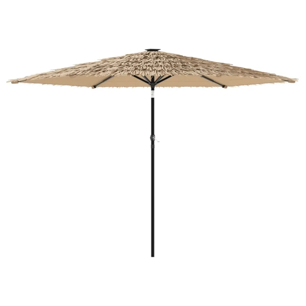 vidaXL Garden Parasol with LEDs and Steel Pole Brown 288x288x225 cm