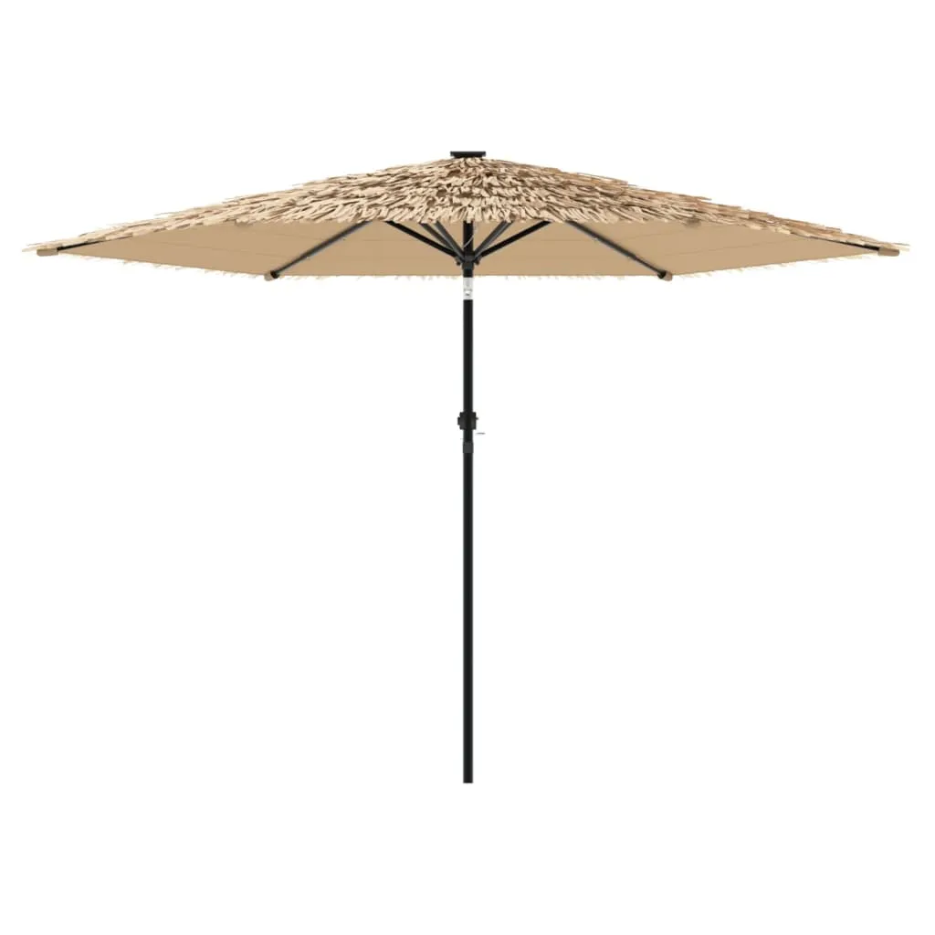 vidaXL Garden Parasol with LEDs and Steel Pole Brown 288x288x225 cm