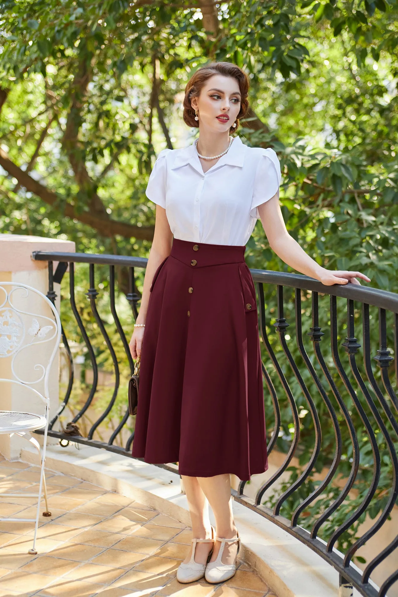 Vintage A-Line Skirt Midi Skirt Casual Skirt High Waisted Midi Party Skirt Basic A-Line Skirt