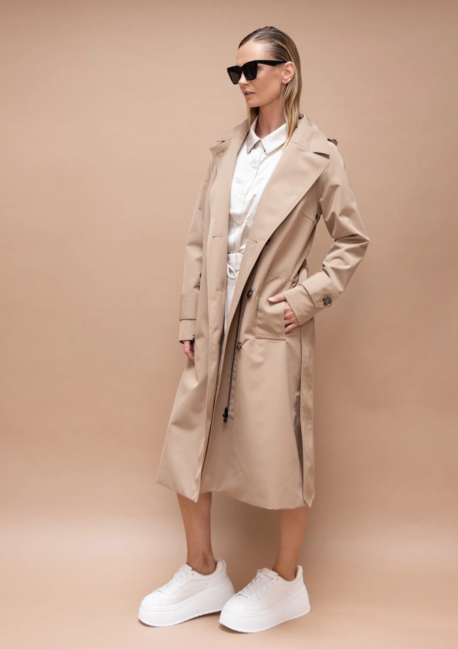 Waterproof Straight Trench - Beige