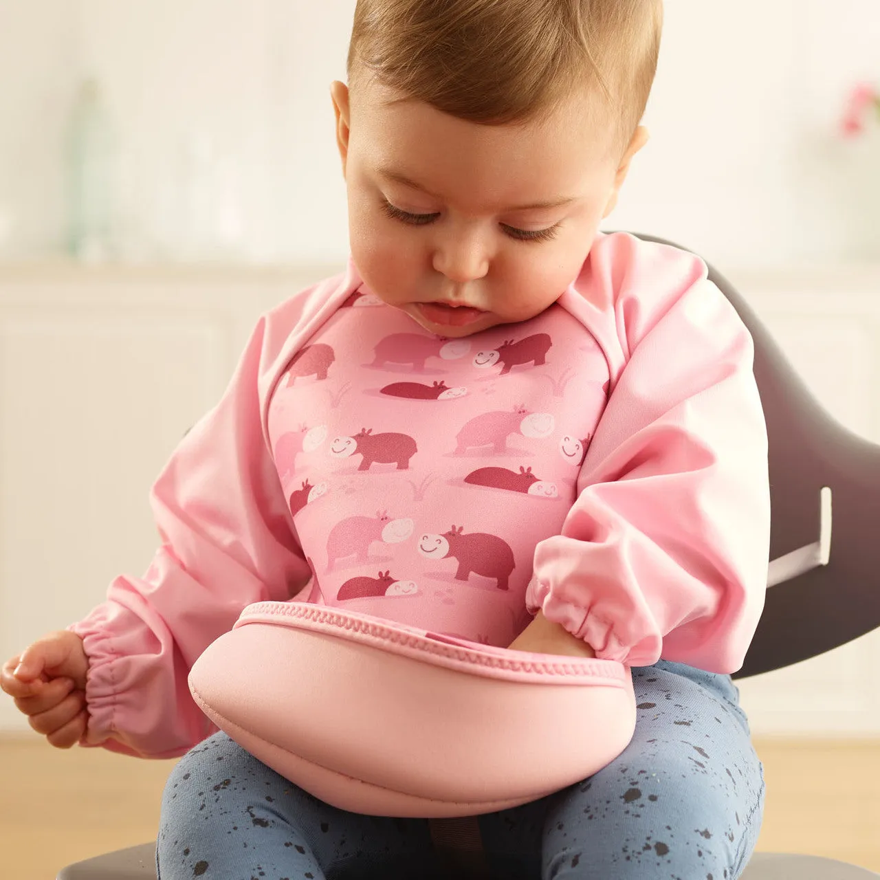 Weaning Bib with Sleeves - Hippos UltraBib