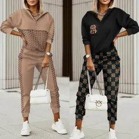 Wenkouban 2023 New Fashion Women Plaid Print Zipper Front Hooded Top & Pants Set Two Pieces Suit Flare Pants Outwear