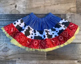 Western Wear Red Bandana Skirt