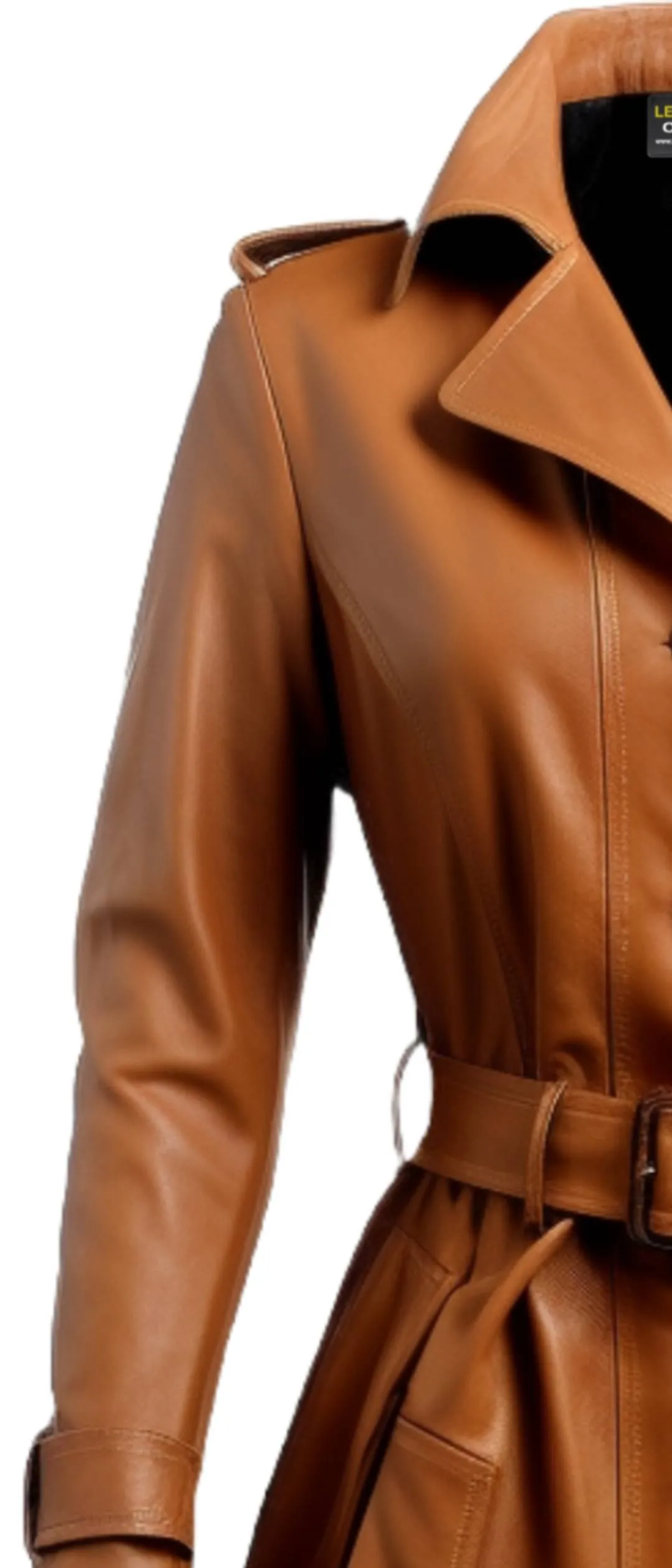 Women Leather Coat - Tan Leather Coat for Women