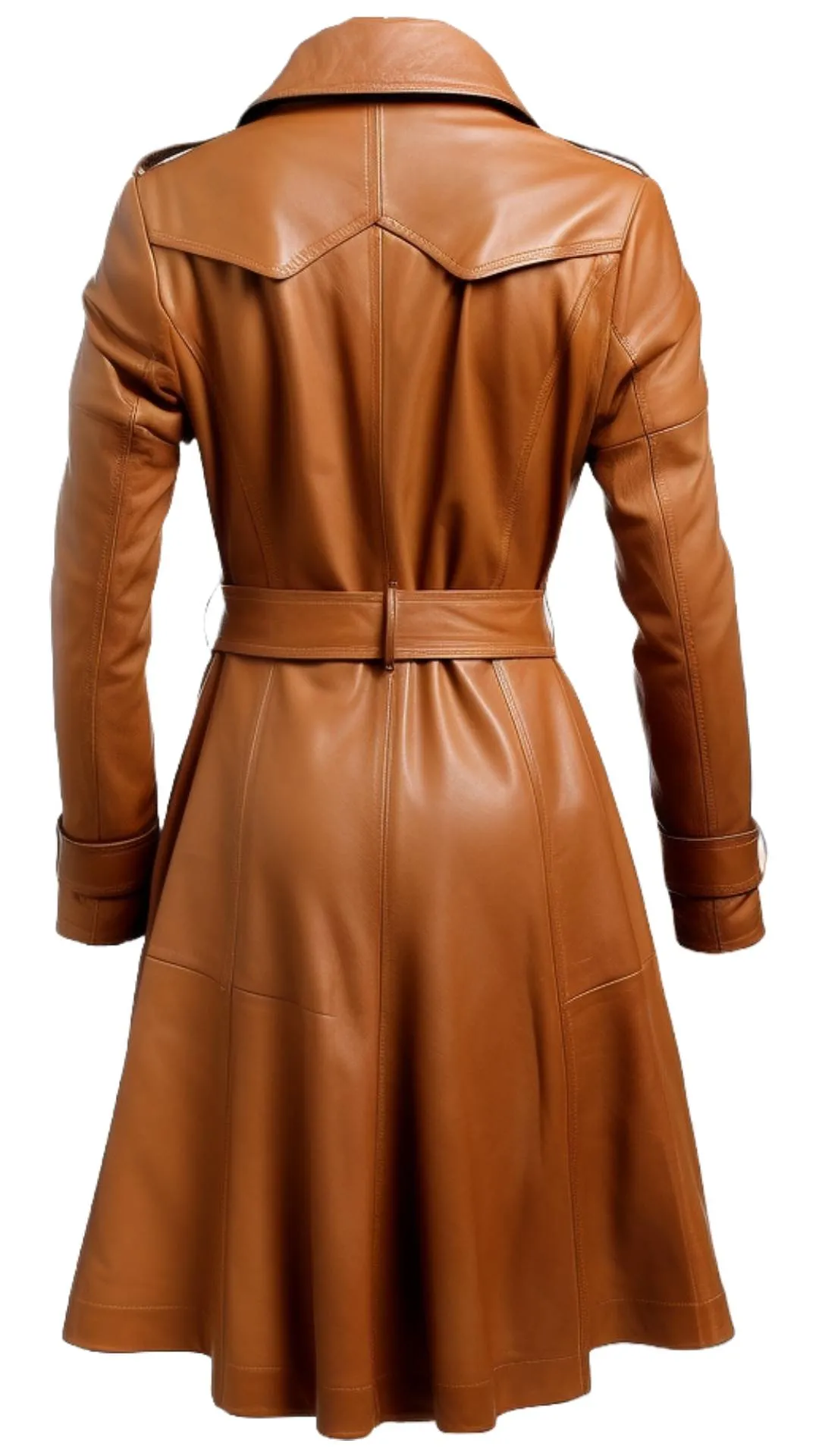 Women Leather Coat - Tan Leather Coat for Women