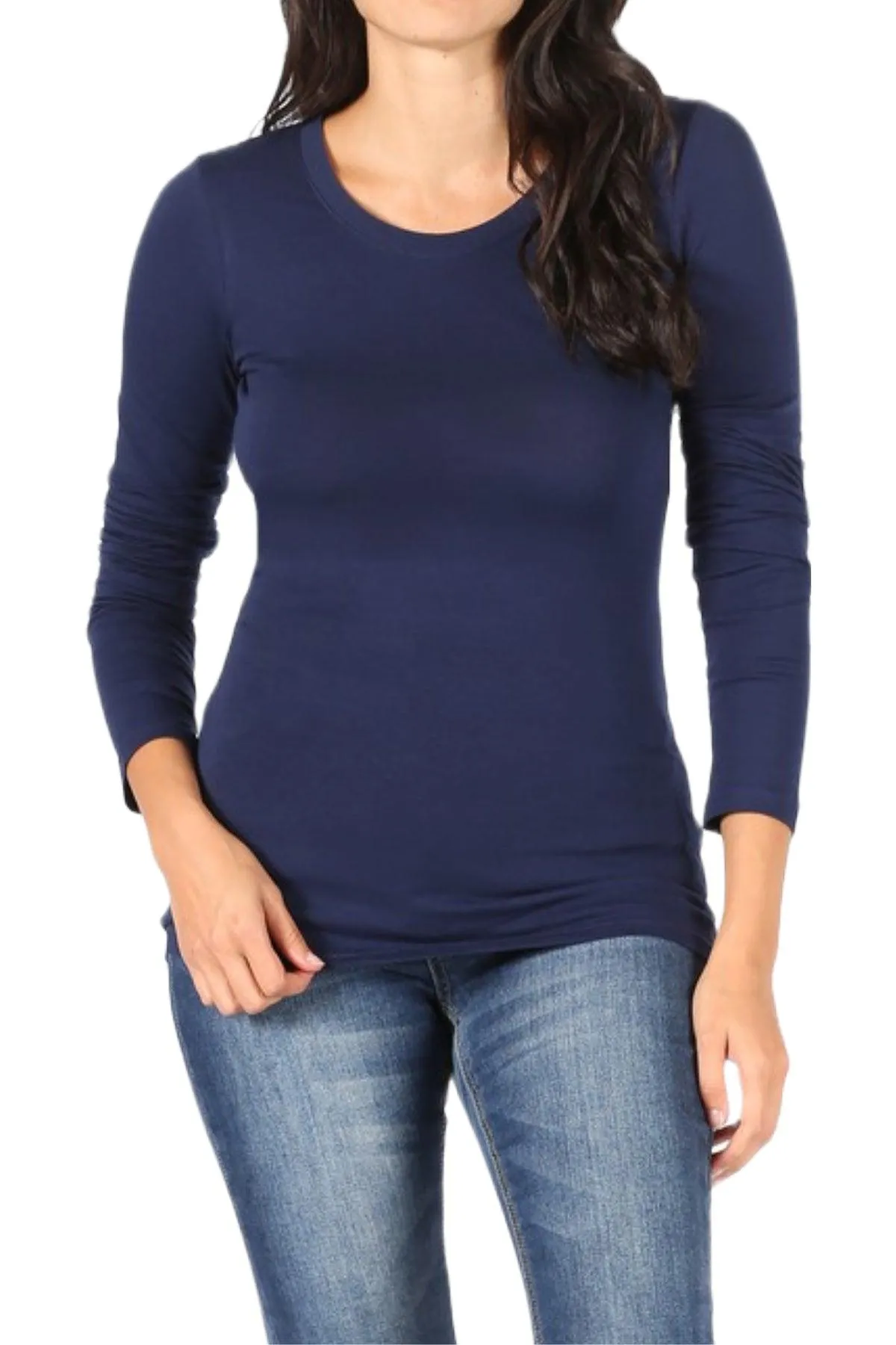 Women's Basic Long Sleeve Round Neck Tee