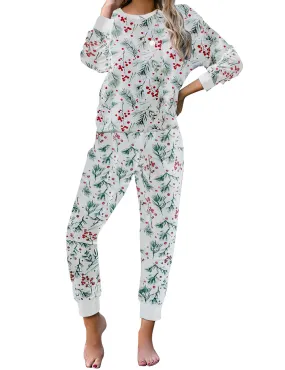 Women's Cozy Tie Dye Printed Knit Loungewear Two Piece Sweatsuits Long Joggers Pajamas Set