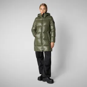 Women's Hooded Animal free Puffer Jacket Ines in Laurel Green