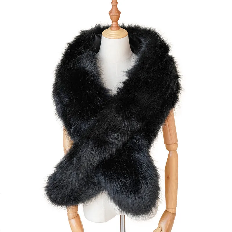 Women's imitation fox fur shawl fur collar fur scarf soft warm shawl