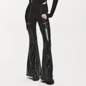 Women's Punk Eyelet Leggings with Faux Leather Leg Warmers