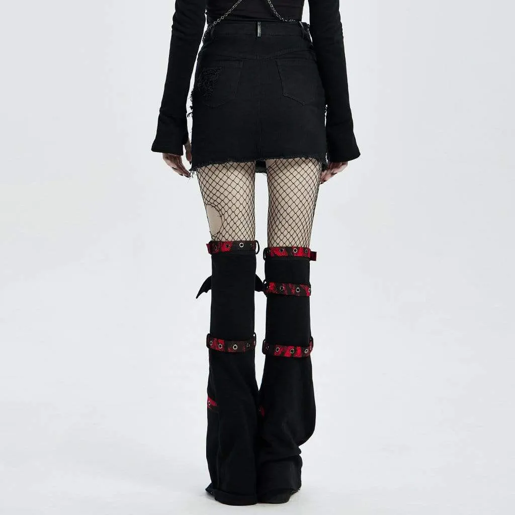 Women's Punk Flared Double Color Buckles Leg Warmers