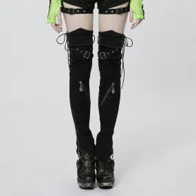 Women's Punk Strappy Big-pocket Irregular Leg Warmers