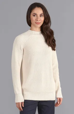 Womens Pure Cotton High Neck Raglan Jumper