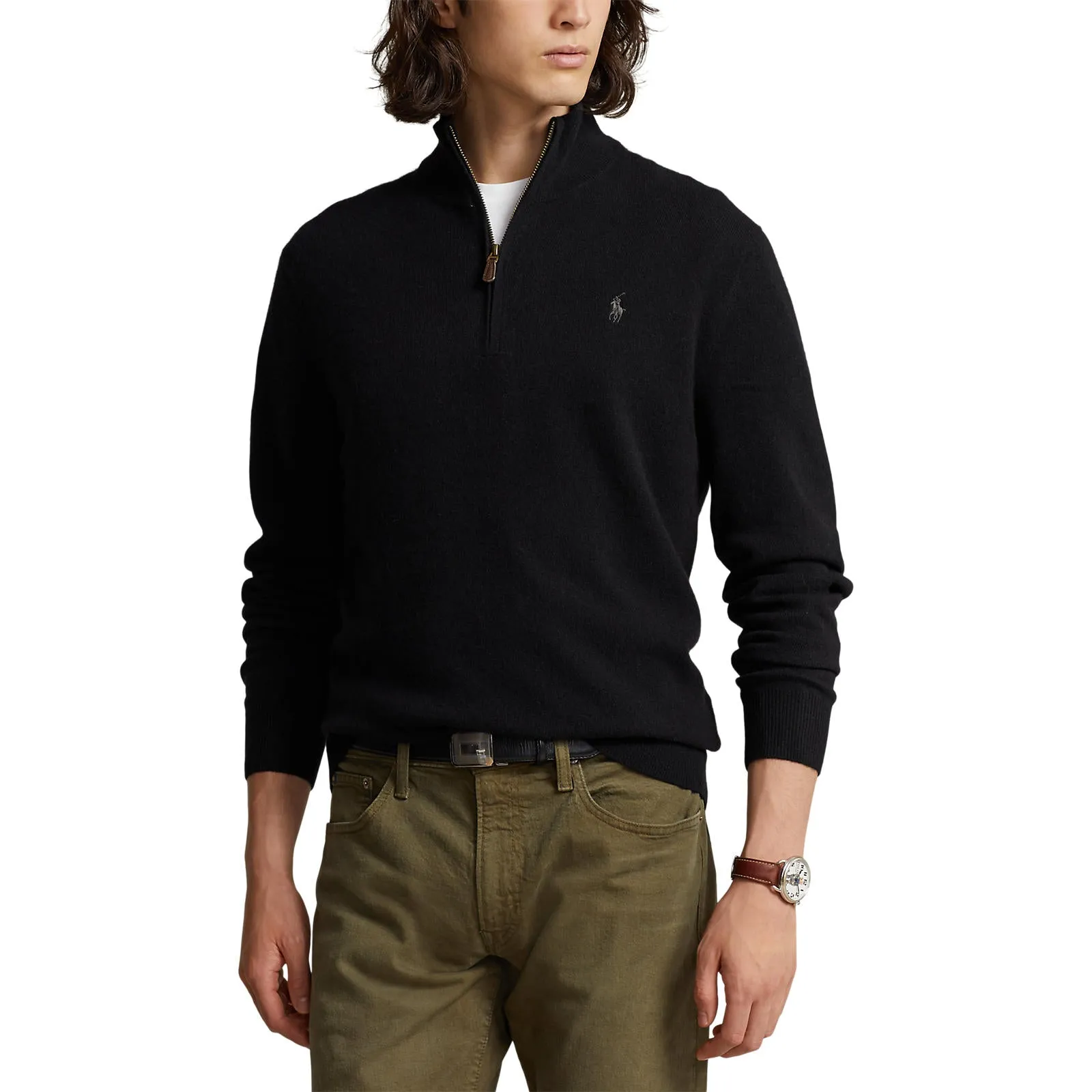 Wool Quarter-Zip Sweater - Black