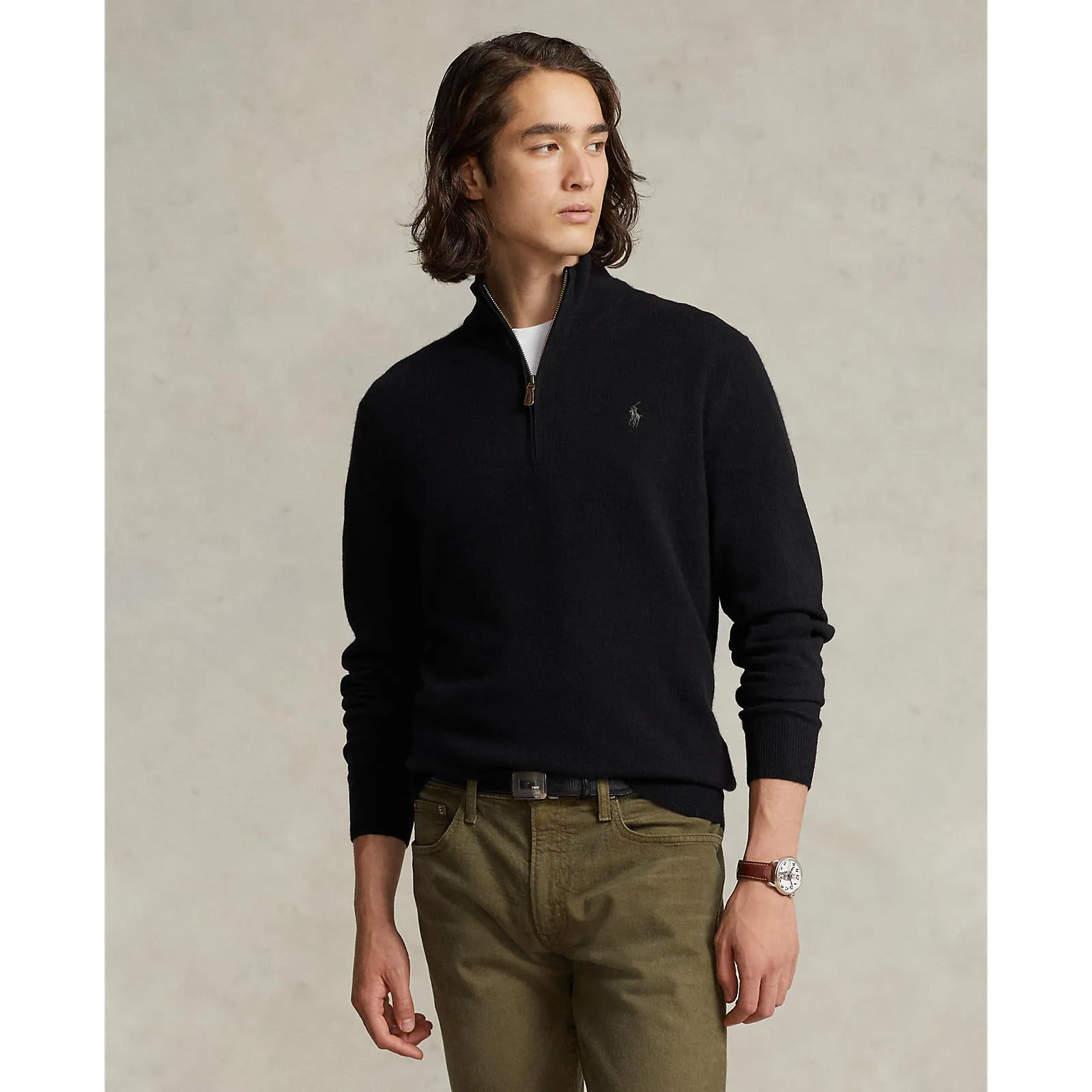 Wool Quarter-Zip Sweater - Black