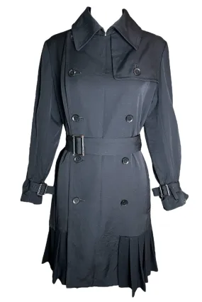 Yohji Yamamoto Double-Breasted Trenchcoat-Dress with Pleated Wool Skirt